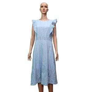 Ecowish Women's Elegant Wedding Summer Cocktail Ruffles Sleeveles Midi Dress M